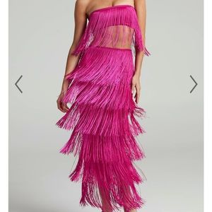 Pink Fringe Skirt and Top Set